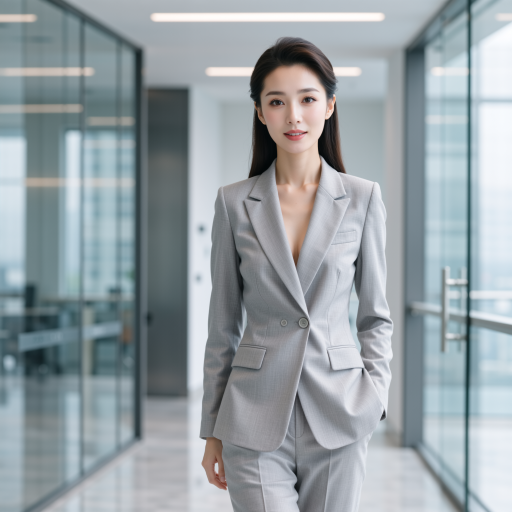 四十五岁左右中年女性，职业套装，温和微笑表情，浅色背景，展现专业素养